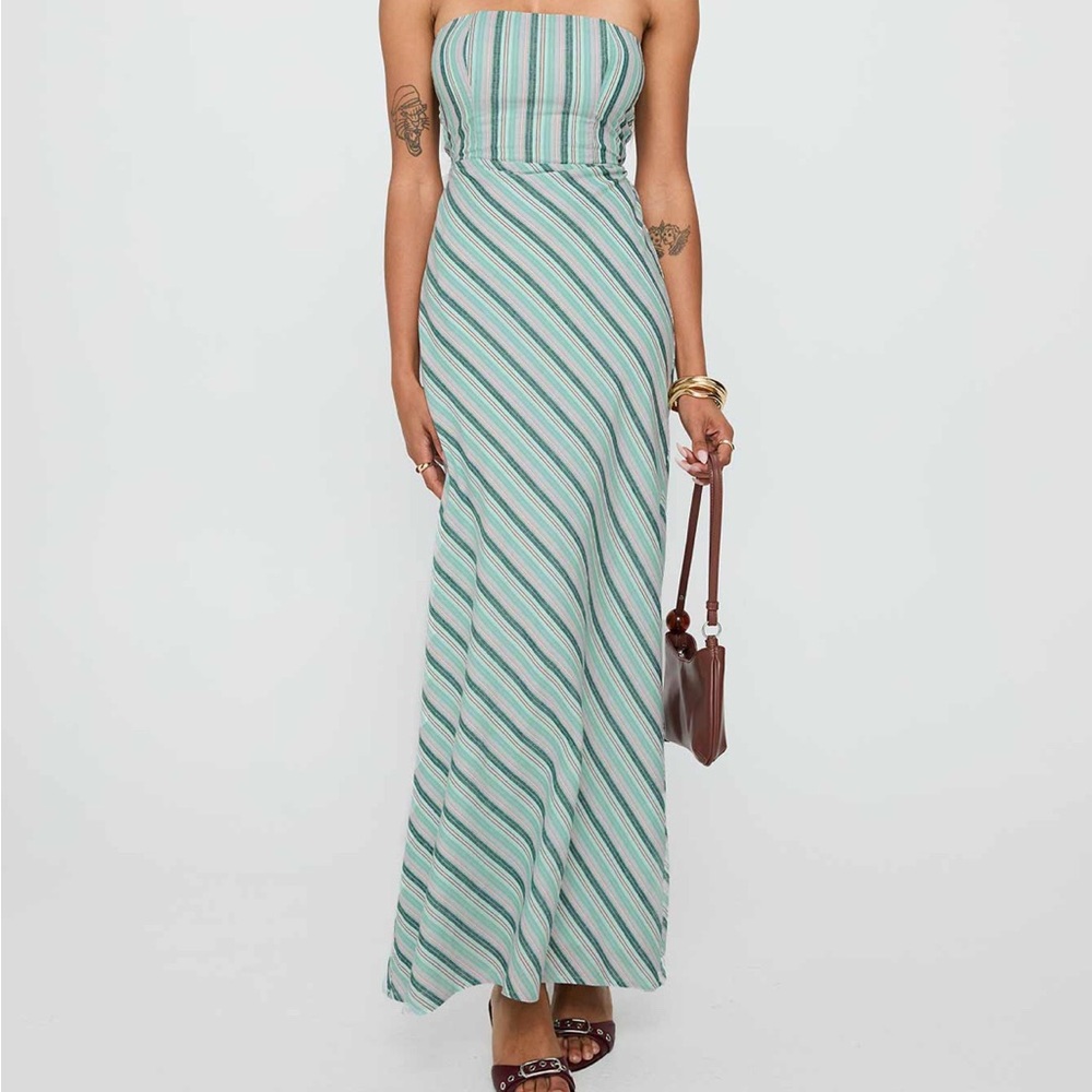 Princess Polly Striped Maxi Dress - Blue, Green, White